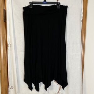 DJT Size 2XL Asymmetrical Handkerchief Hem Black Pull On Skirt